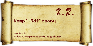 Kempf Rázsony névjegykártya